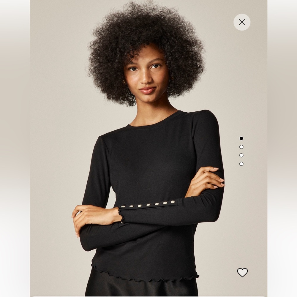 J crew Refined Rib Long Sleeve T-shirt with Button Cuffs